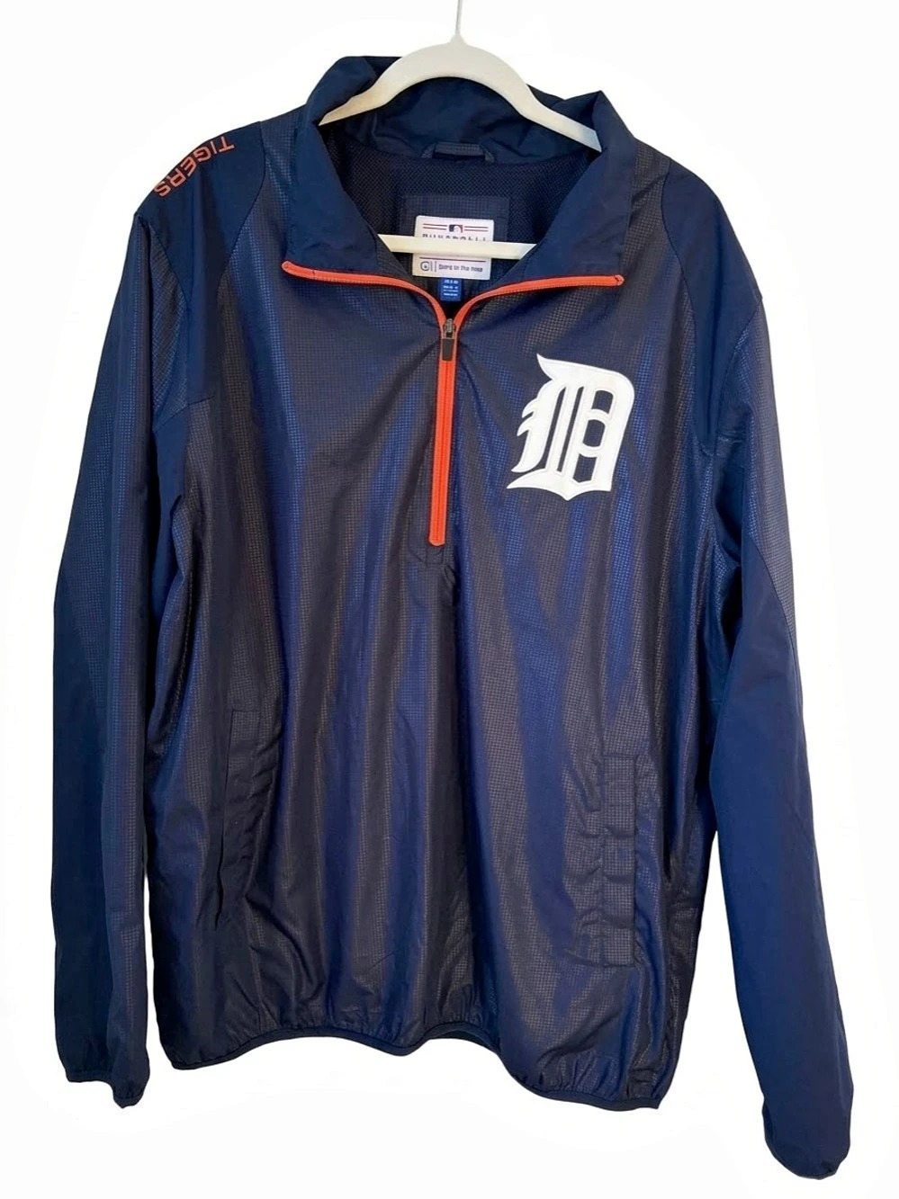 Detroit Tigers Quarter-Zip Windbreaker Coat Jacket XL Like New